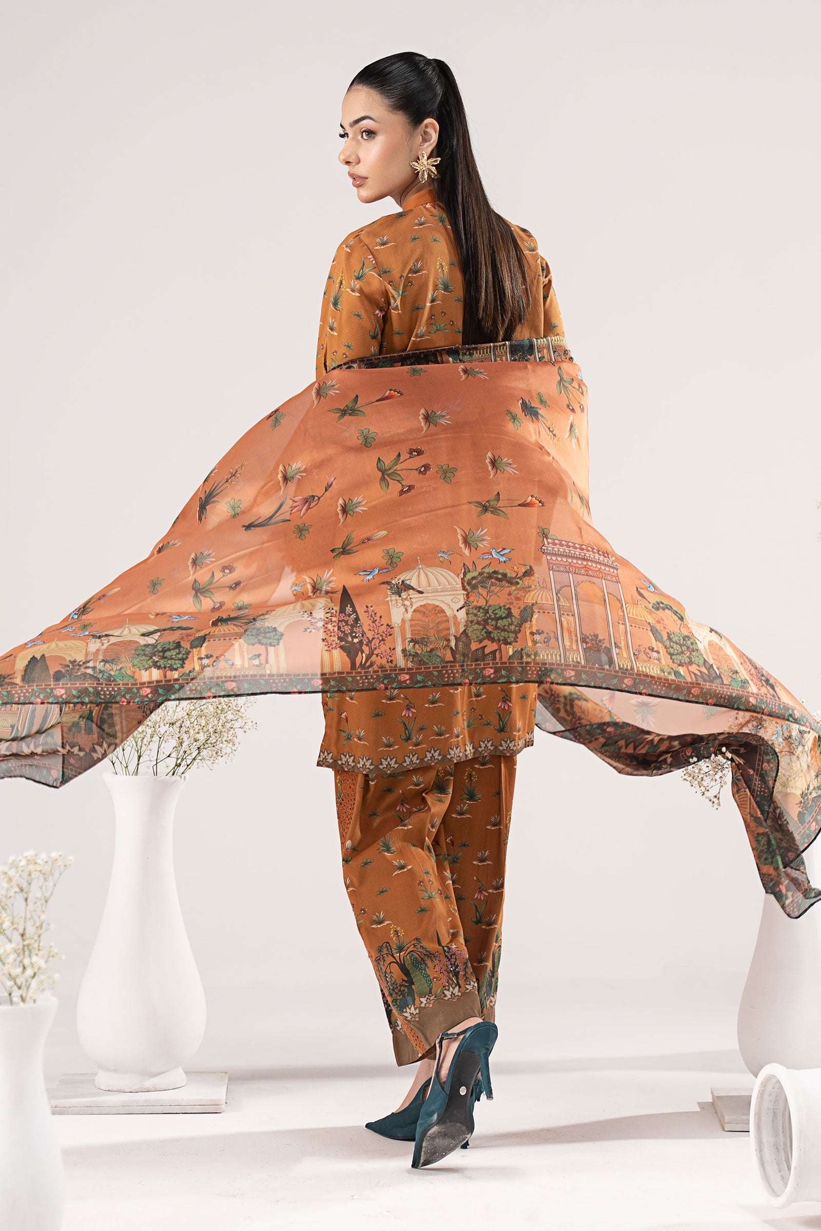 3 Piece Embroidered Linen Suit