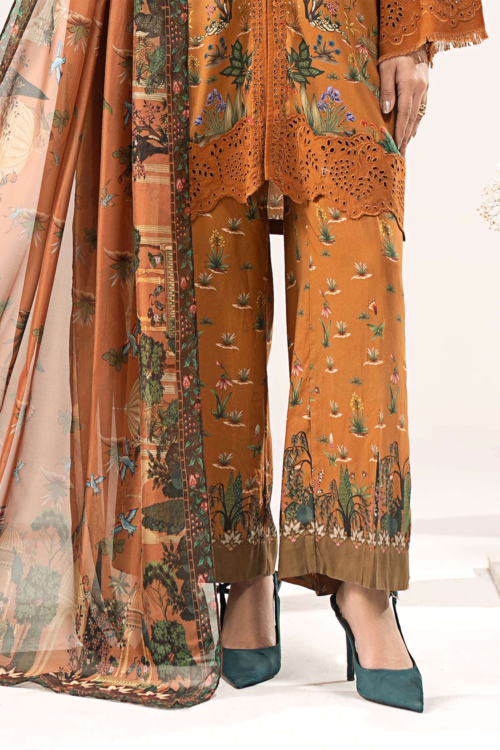 3 Piece Embroidered Linen Suit