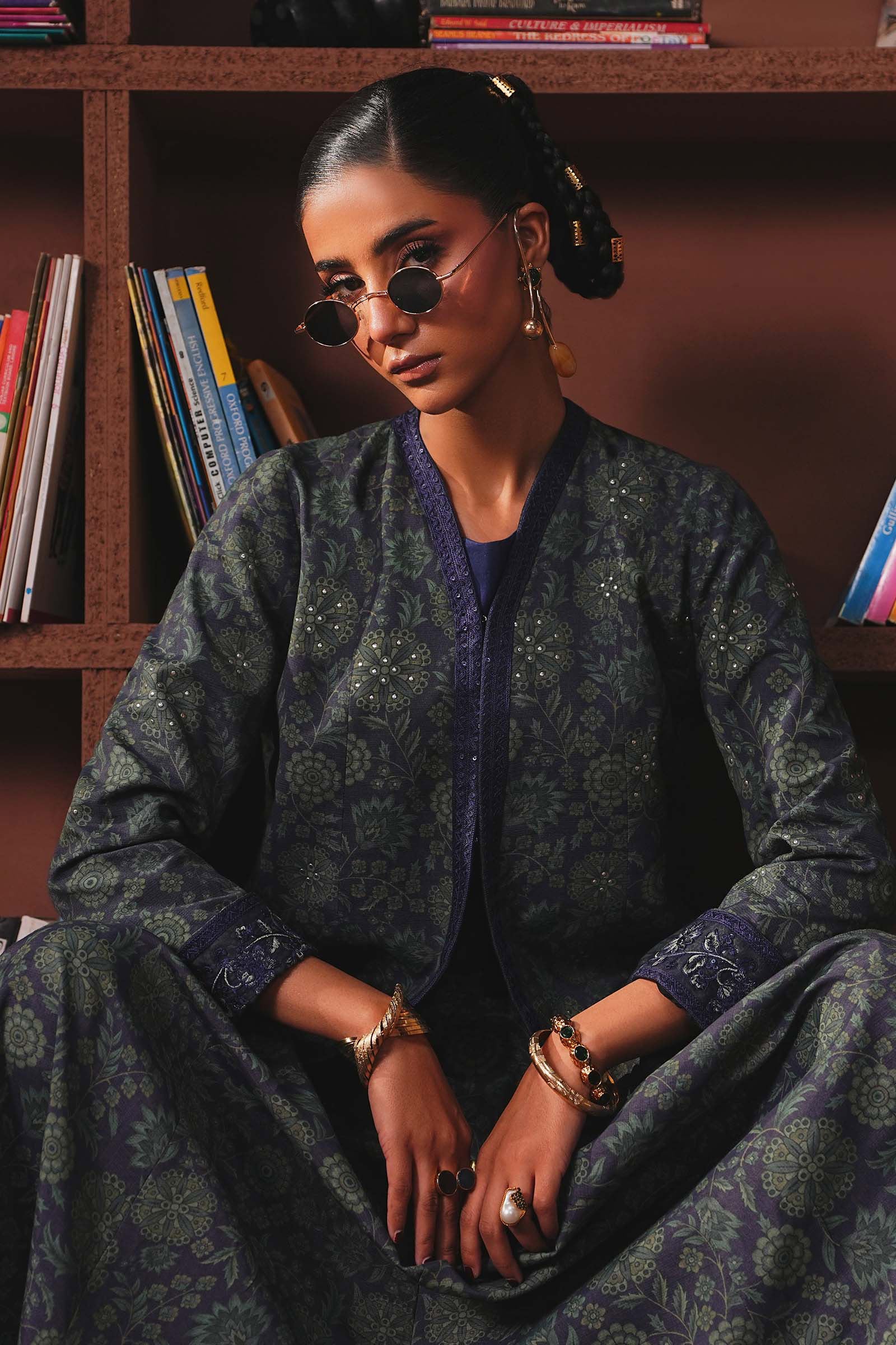 Embroidered Pk Raw Silk Skirt Set