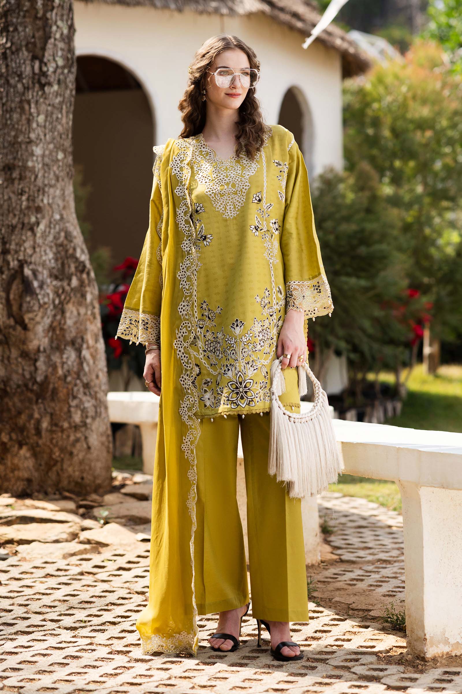 3 Piece Embroidered Dobby Lawn Suit