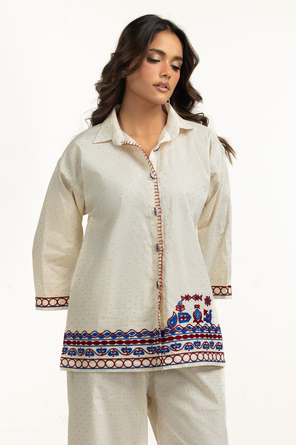 Denier Jacquard Embroidered Co-Ord Set