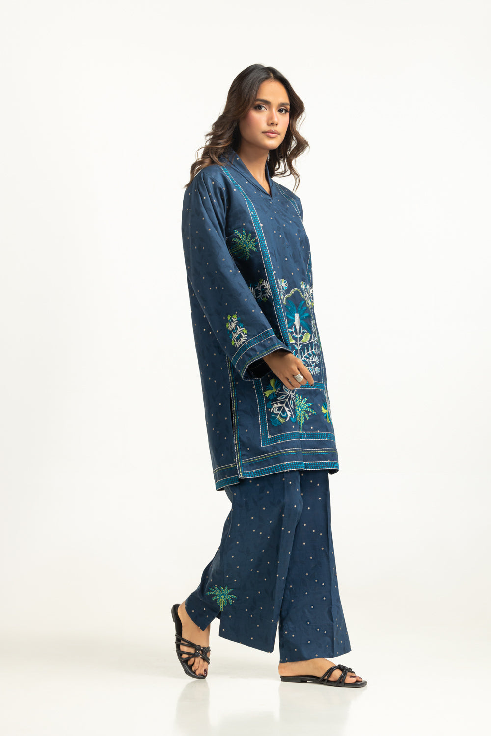 Denier Jacquard Embroidered Co-Ord Set