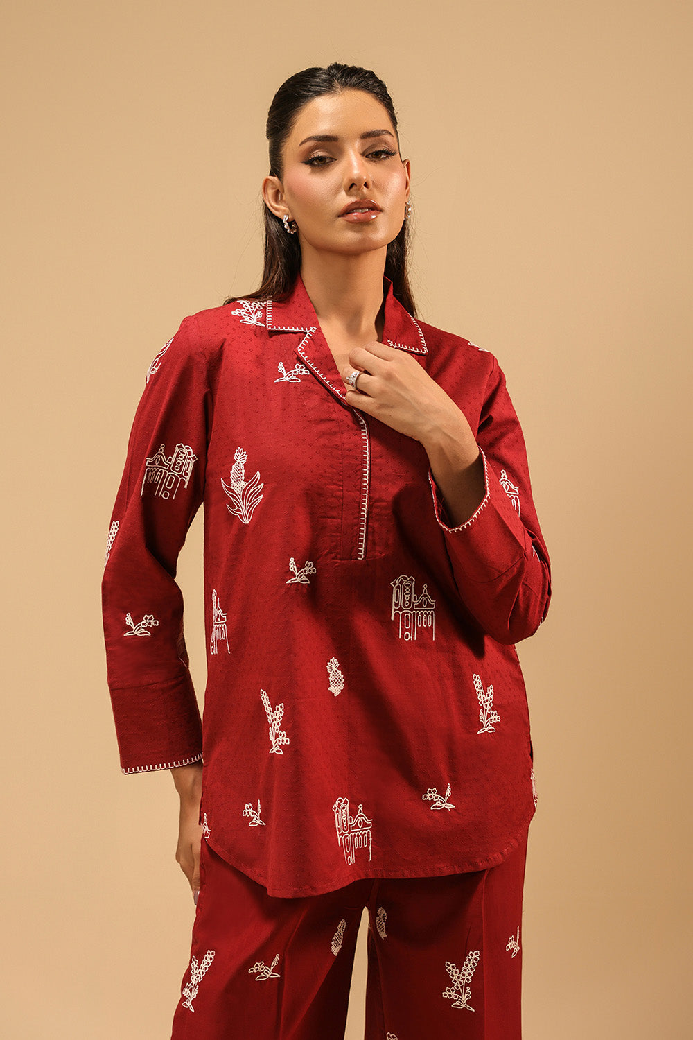 Dobby Embroidered Co-Ord Set
