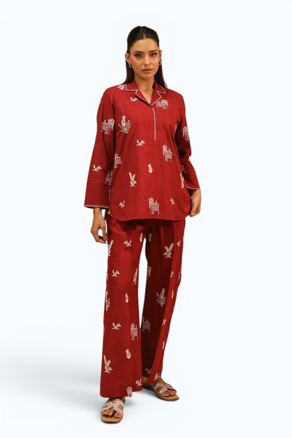 Dobby Embroidered Co-Ord Set