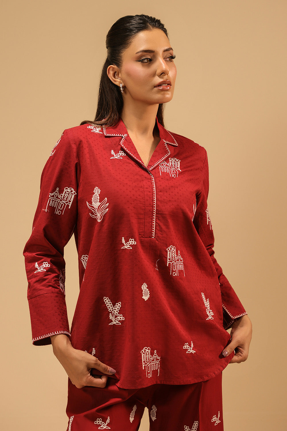 Dobby Embroidered Co-Ord Set