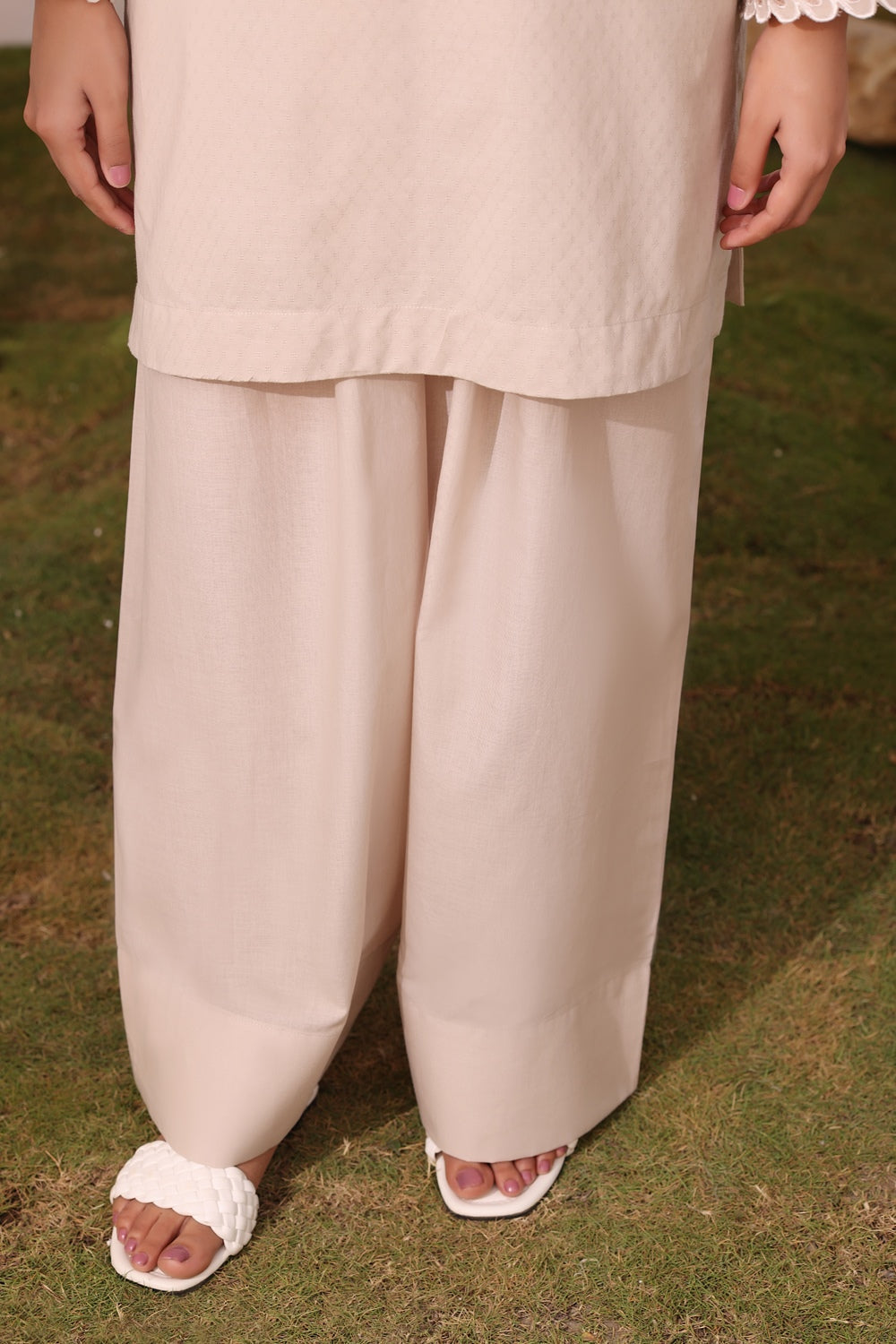 Dobby Embroidered Shirt And Dyed Shalwar