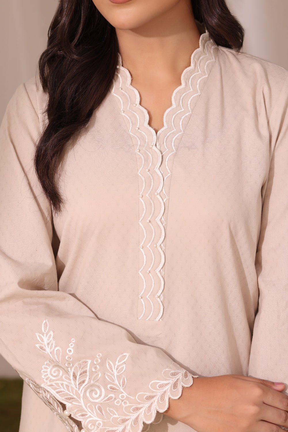 Dobby Embroidered Shirt And Dyed Shalwar