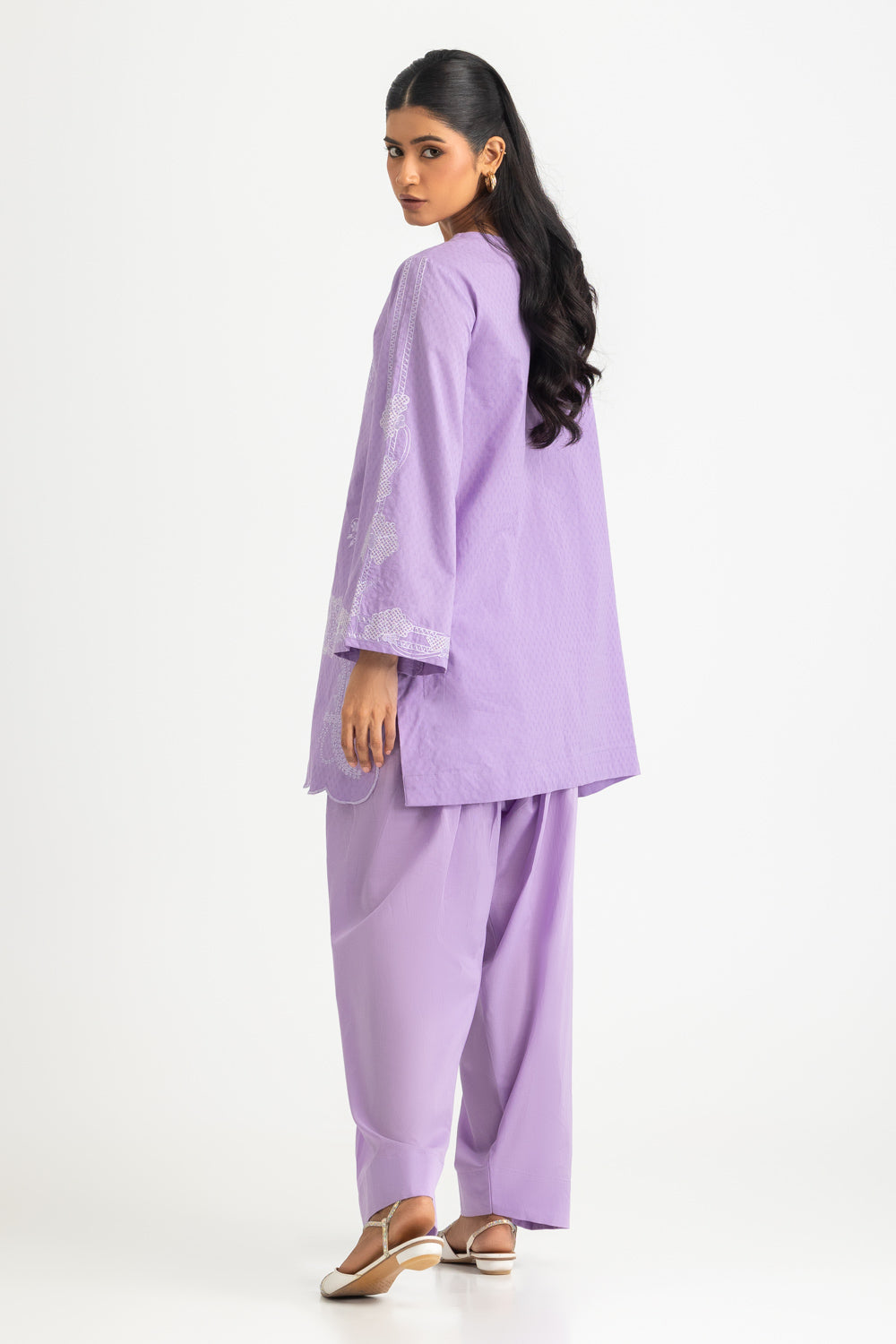 Dobby Embroidered Shirt And Dyed Trouser