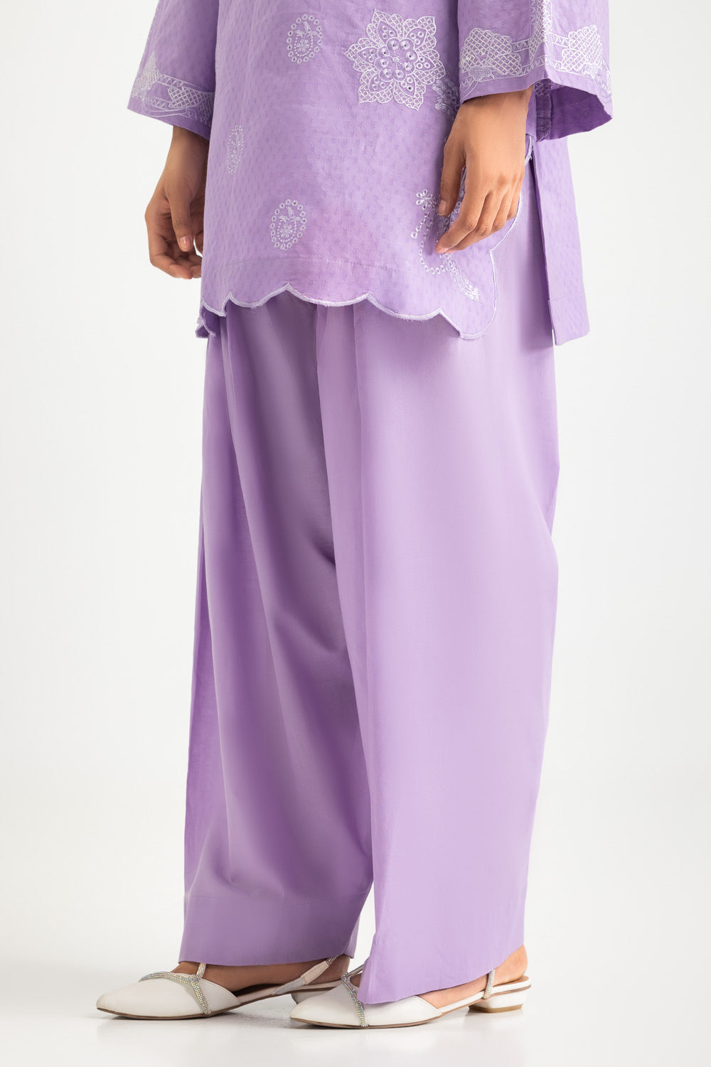 Dobby Embroidered Shirt And Dyed Trouser