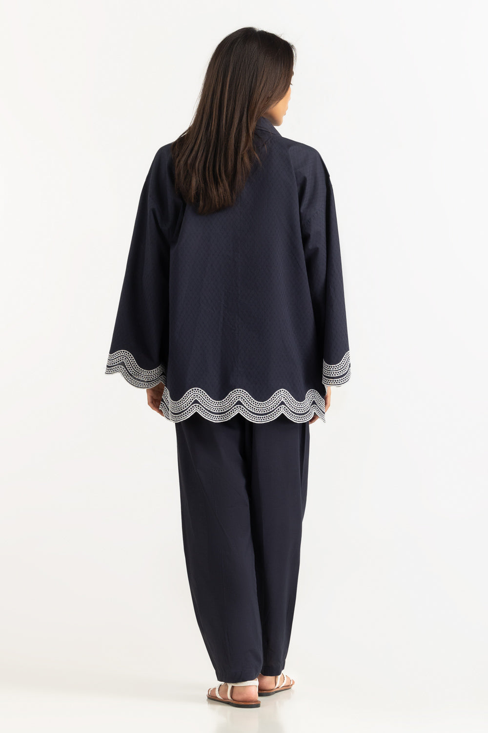 Dobby Embroidered Shirt And Dyed Trouser