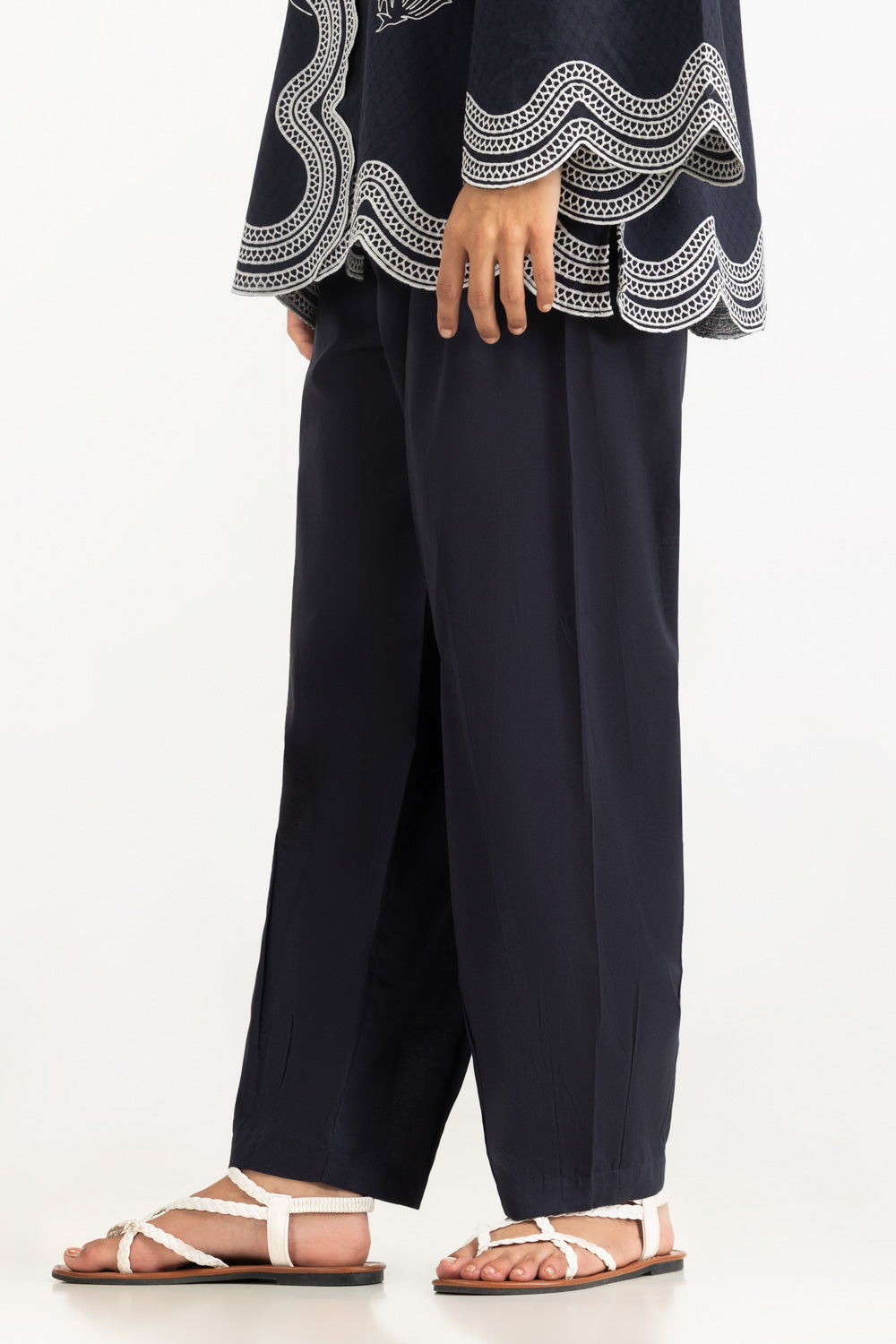 Dobby Embroidered Shirt And Dyed Trouser