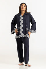 Dobby Embroidered Shirt And Dyed Trouser
