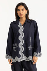 Dobby Embroidered Shirt And Dyed Trouser