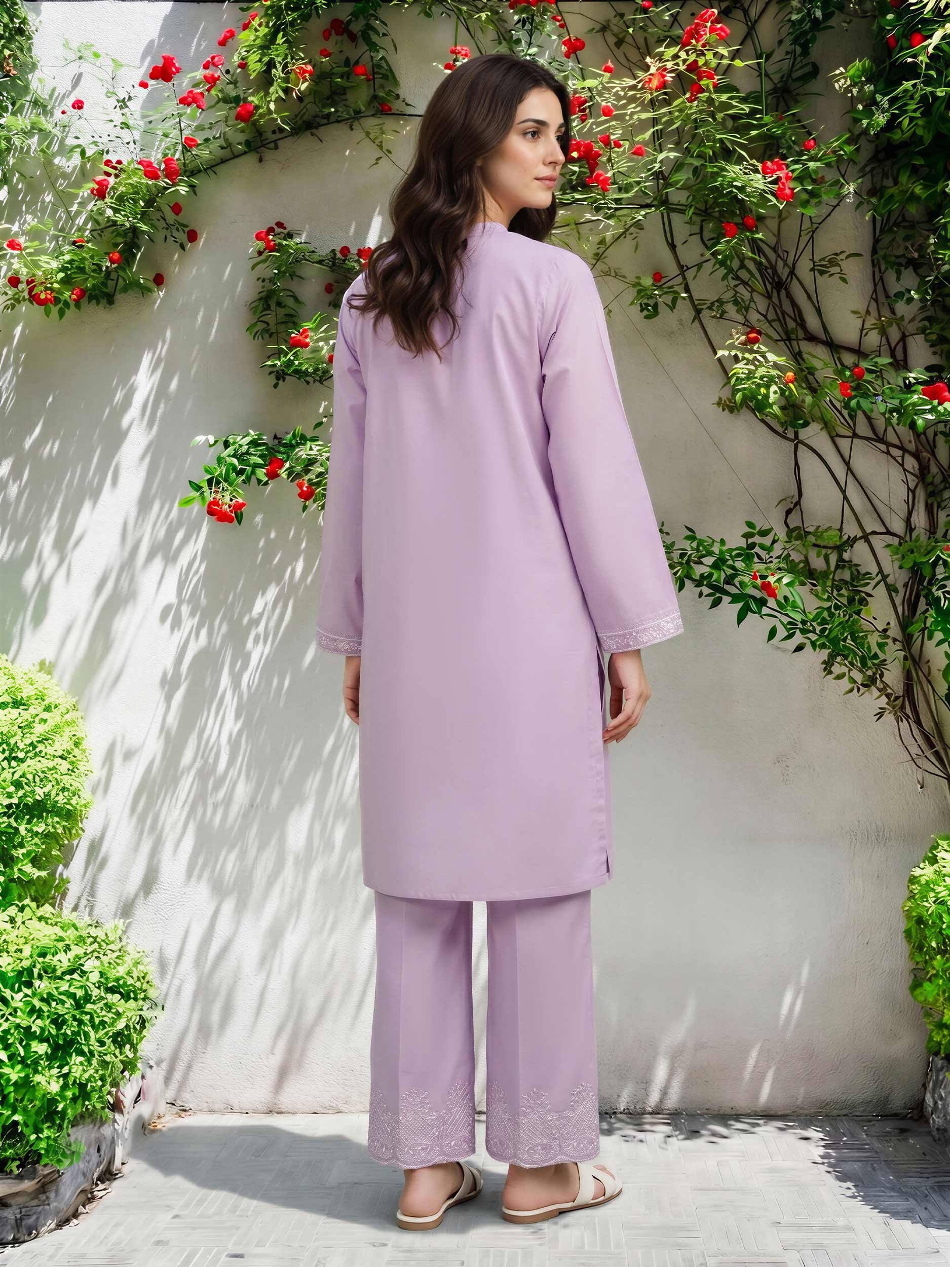 2 Piece  Lawn Slub Suit- Embroidered (Pret)
