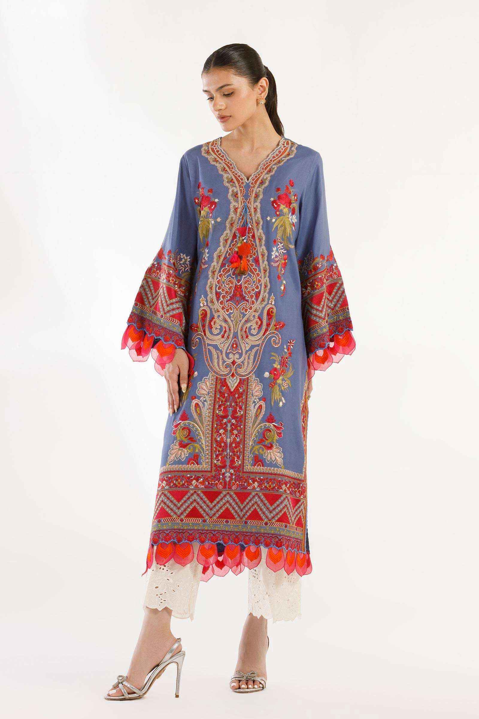Stitched Embroidered Viscose Silk Shirt