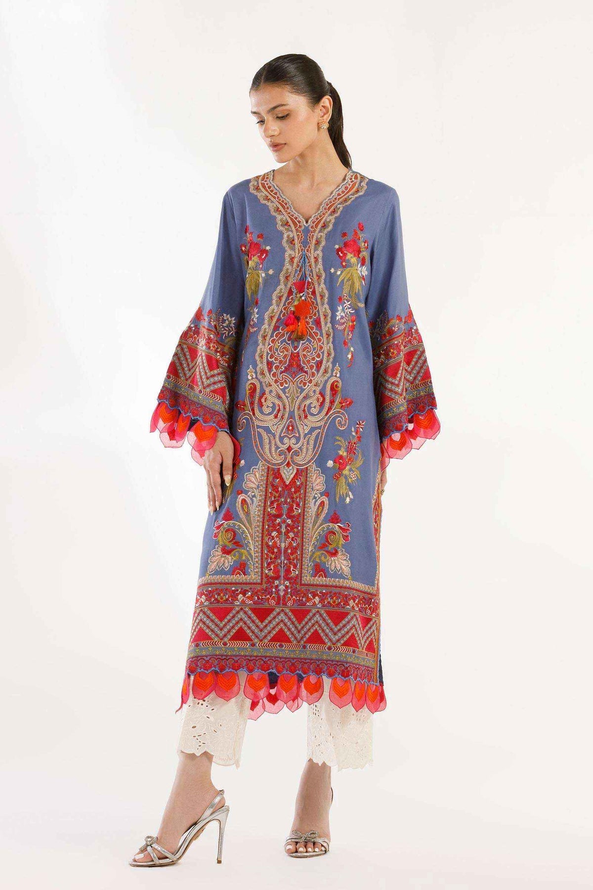 Stitched Embroidered Viscose Silk Shirt