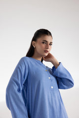 Stitched Dyed Chikan Kari Shirt + Culotte