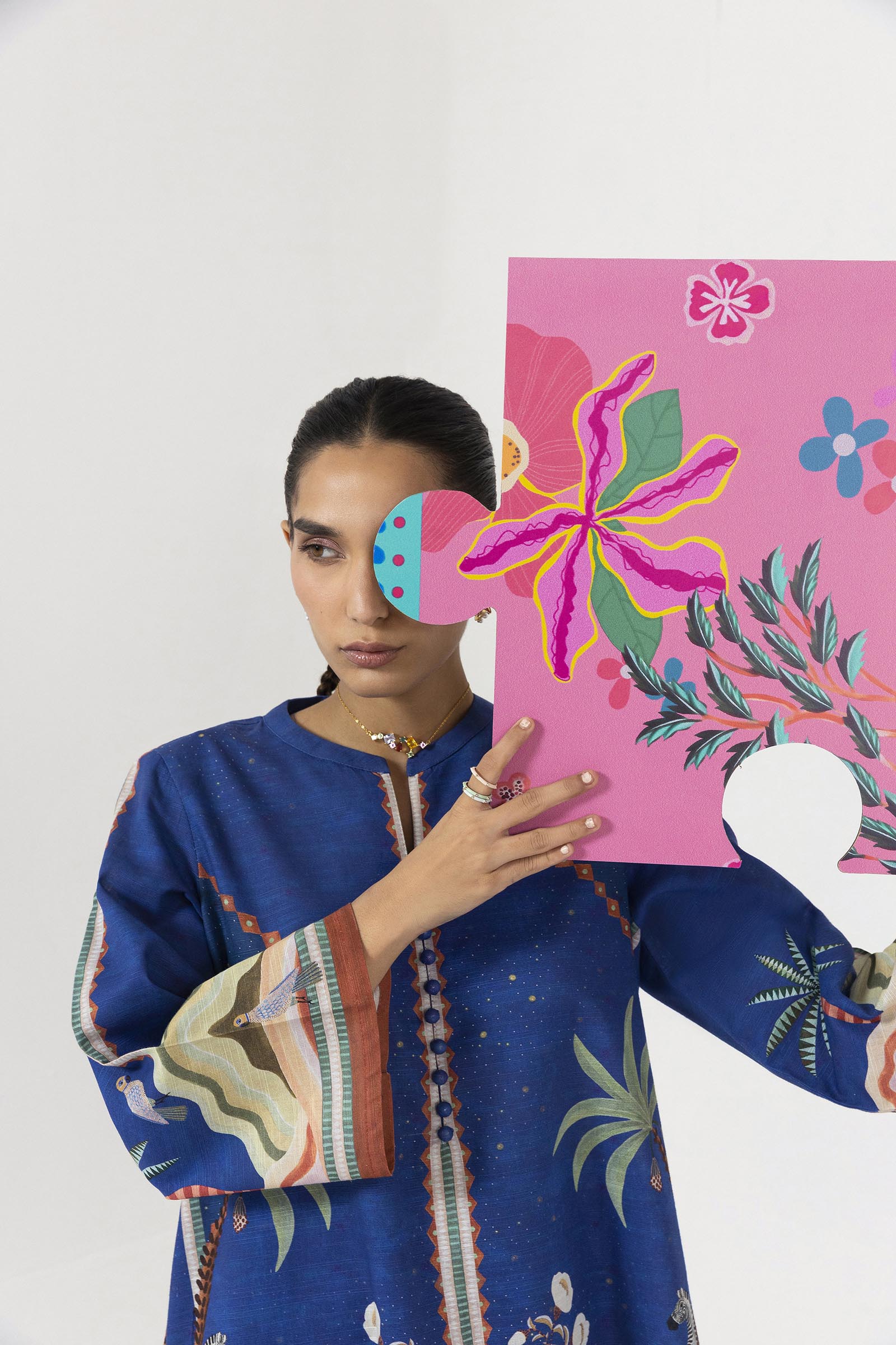Stitched Printed Khaddar Shirt + Culotte