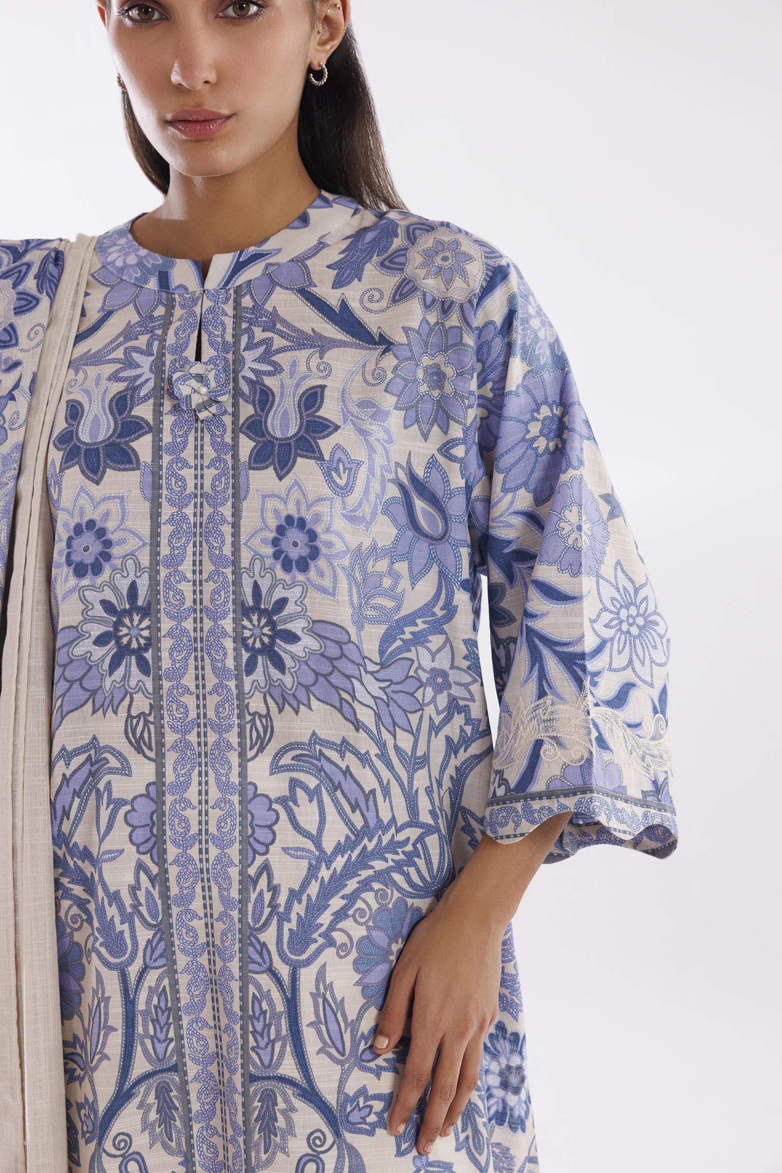 Stitched Mahay Printed Khaddar Shirt + Dupatta