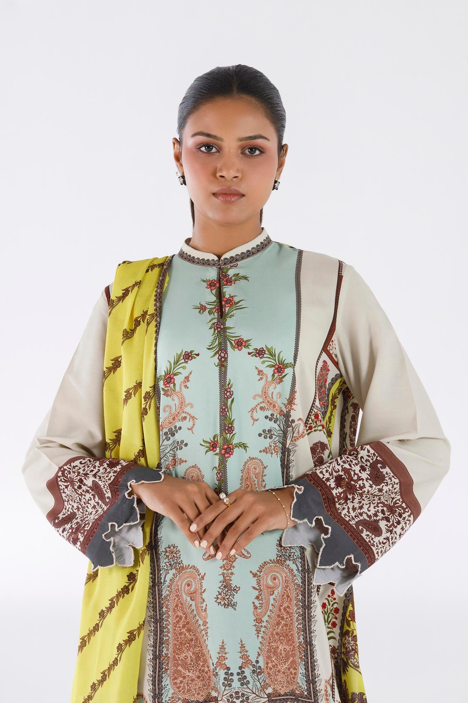 Stitched Printed Linen Shirt+ Dupatta