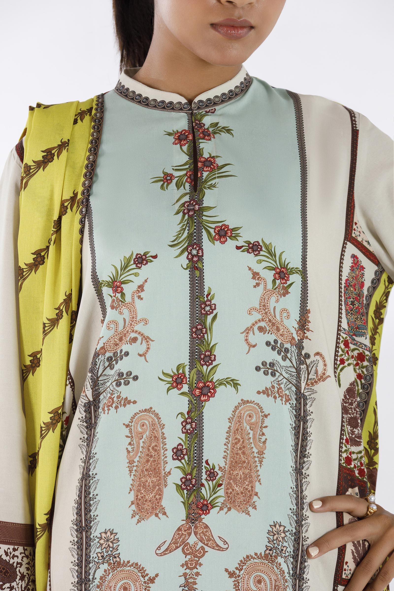Stitched Printed Linen Shirt+ Dupatta