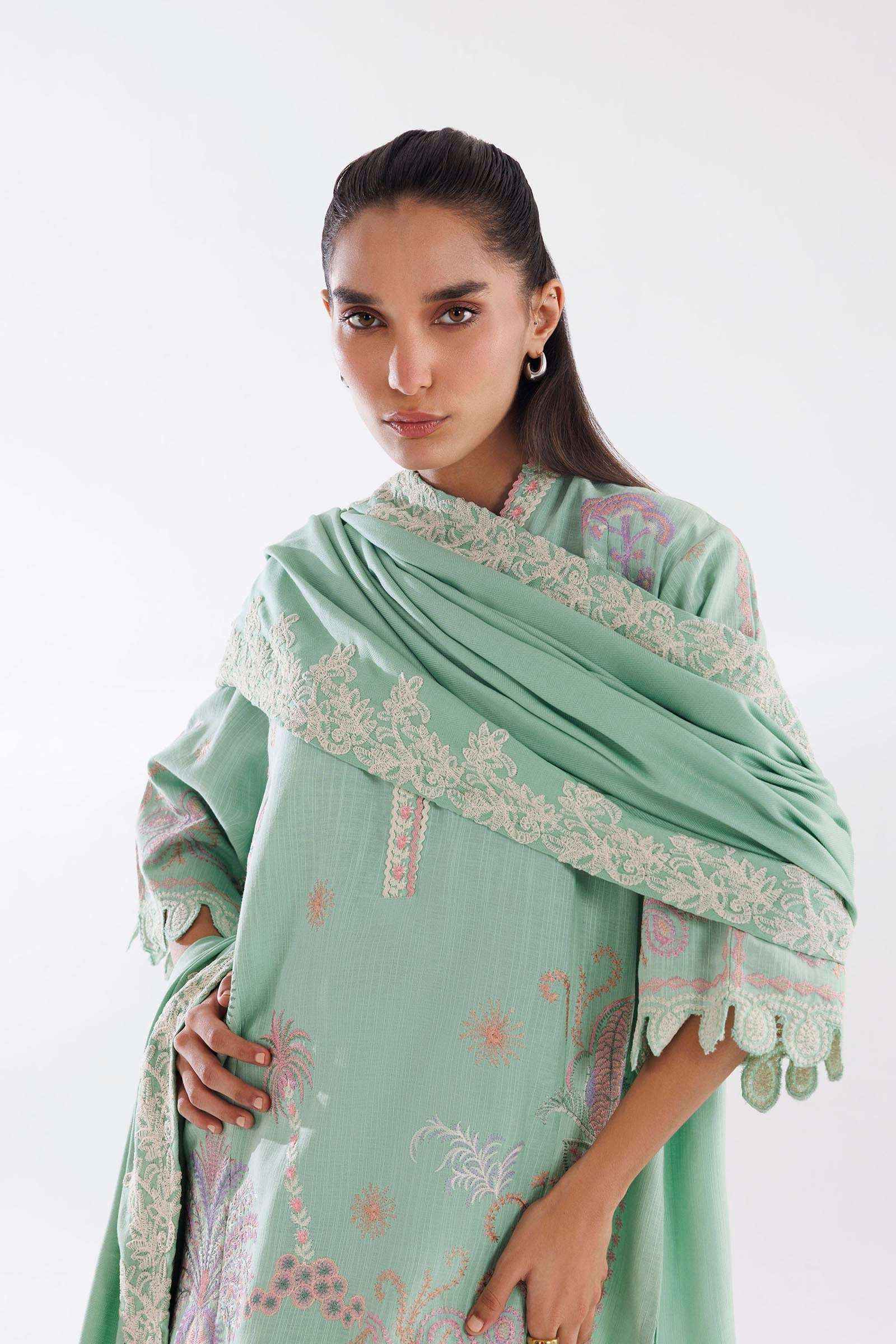 Stitched Khaddar Muzlin Suit