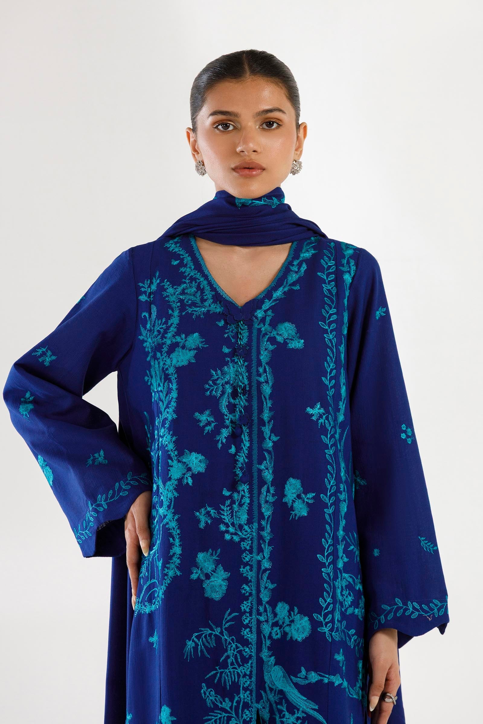 Stitched Embroidered Muzlin Suit