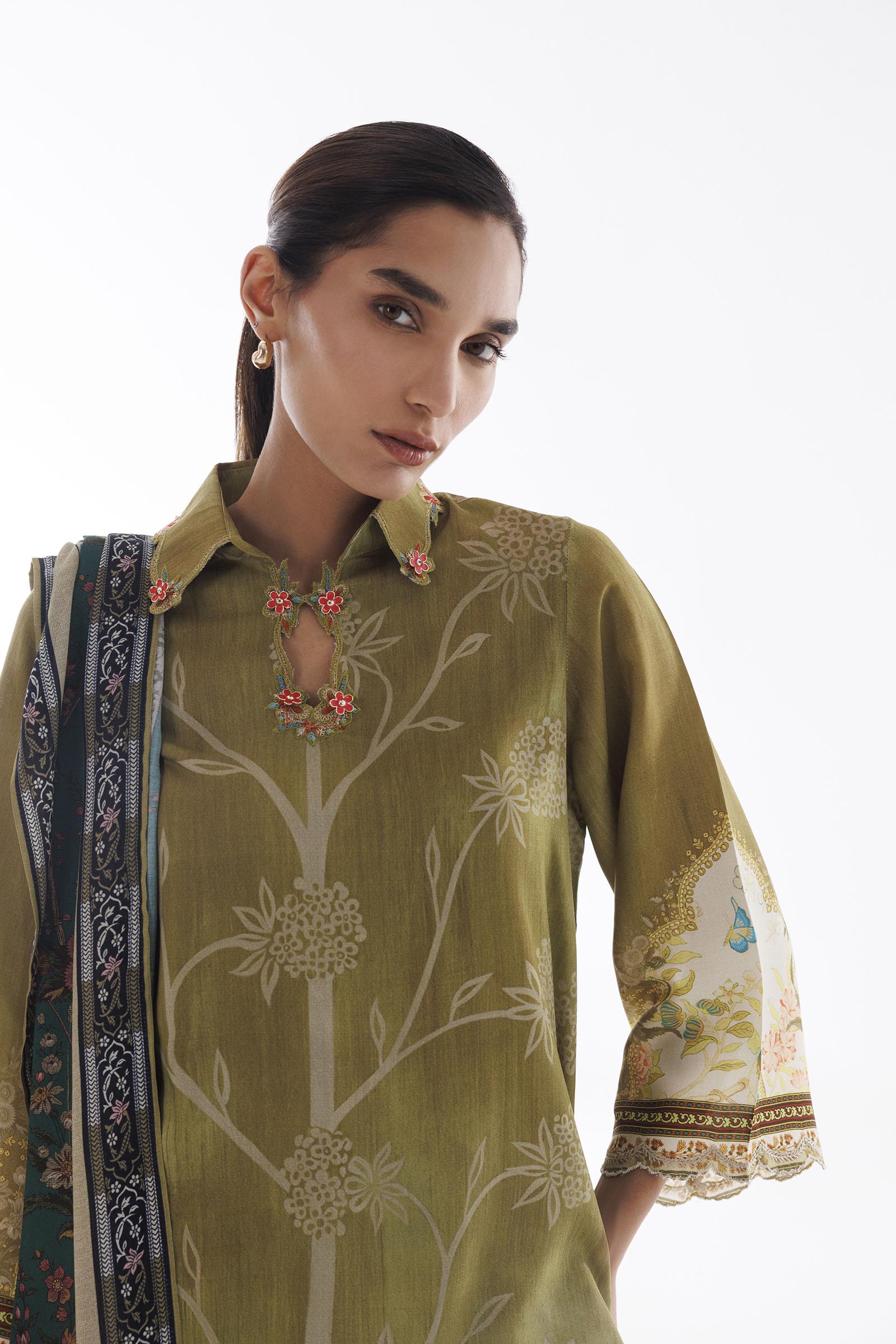 Stitched Linen Muzlin Suit
