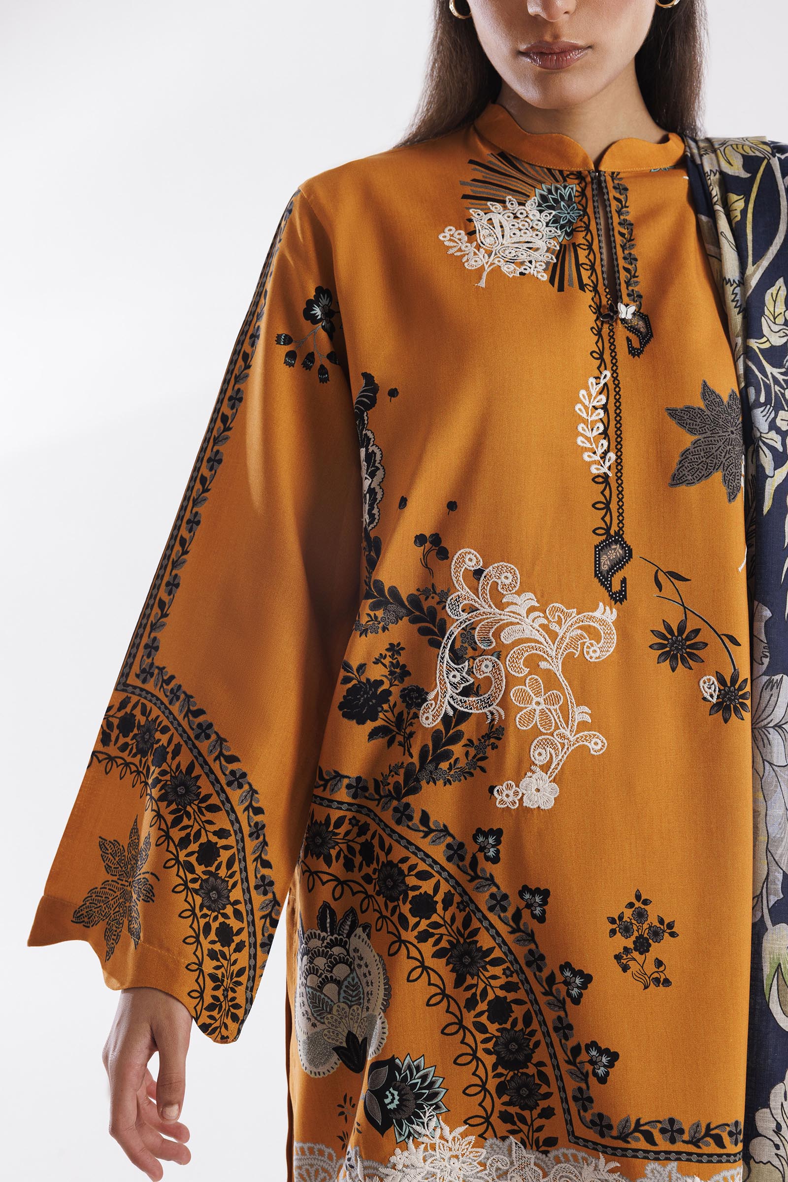 Stitched Linen Muzlin Suit
