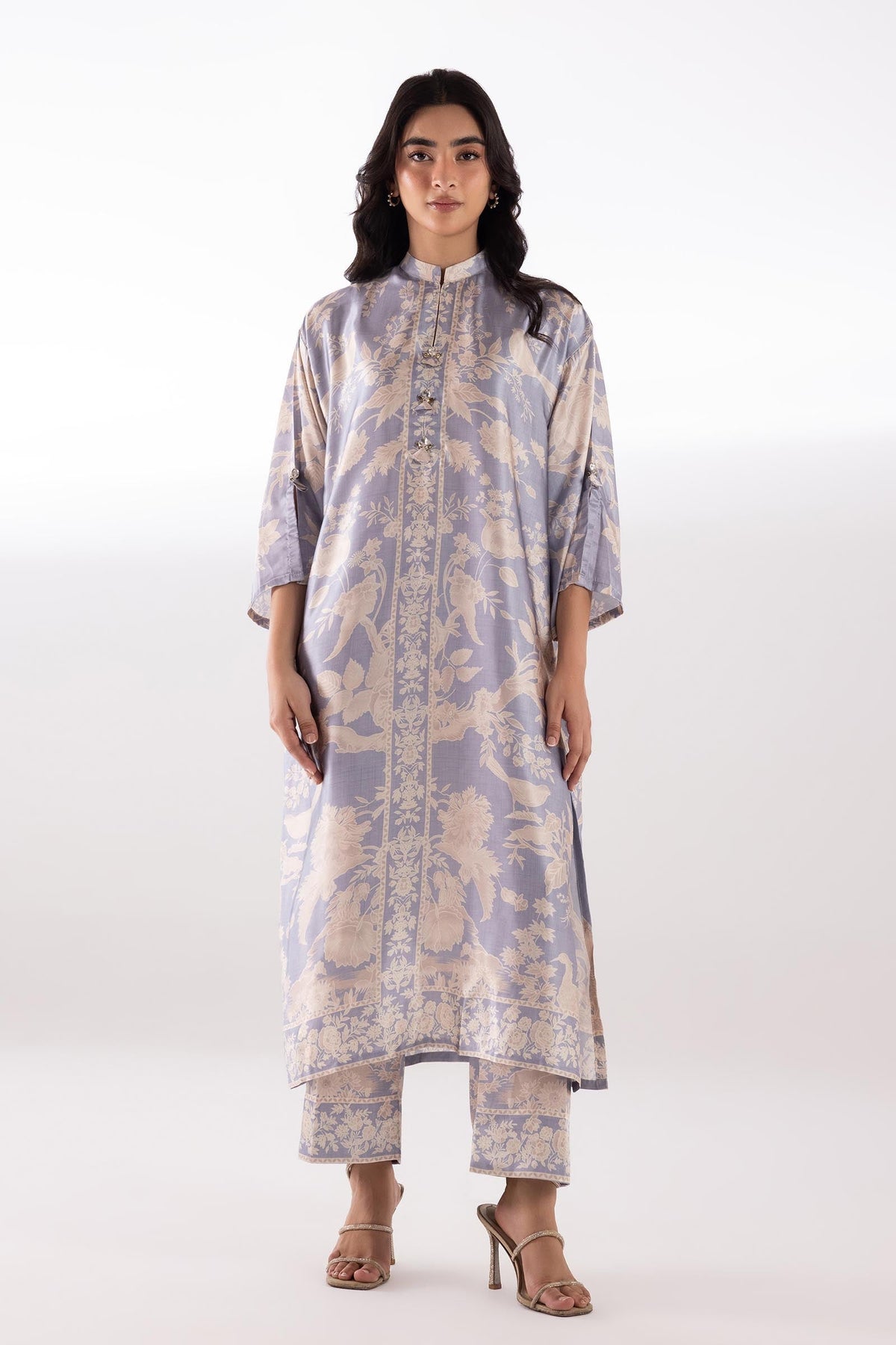 Stitched Printed Satin Shirt + Culotte