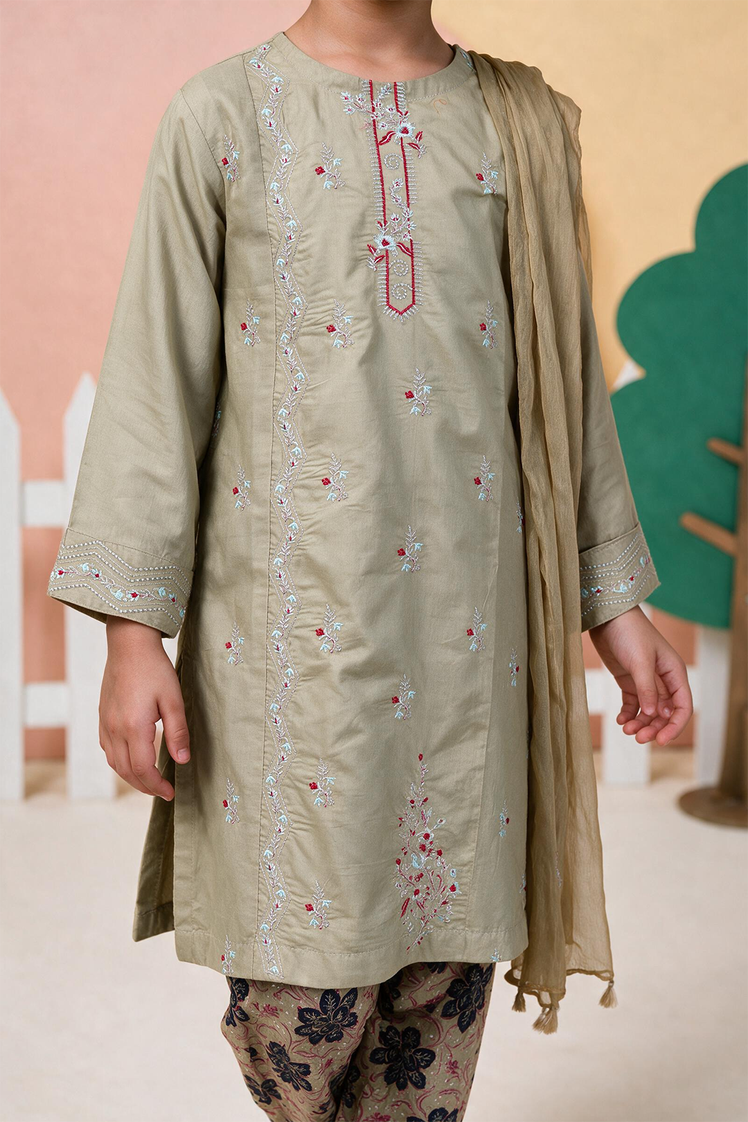 Embroidered Kurta Dupatta Trouser - 3427