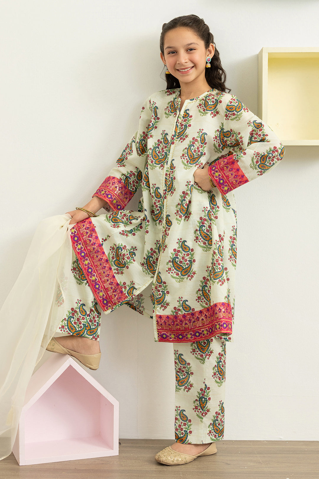 Embroidered Kurta Dupatta Trouser - 3478