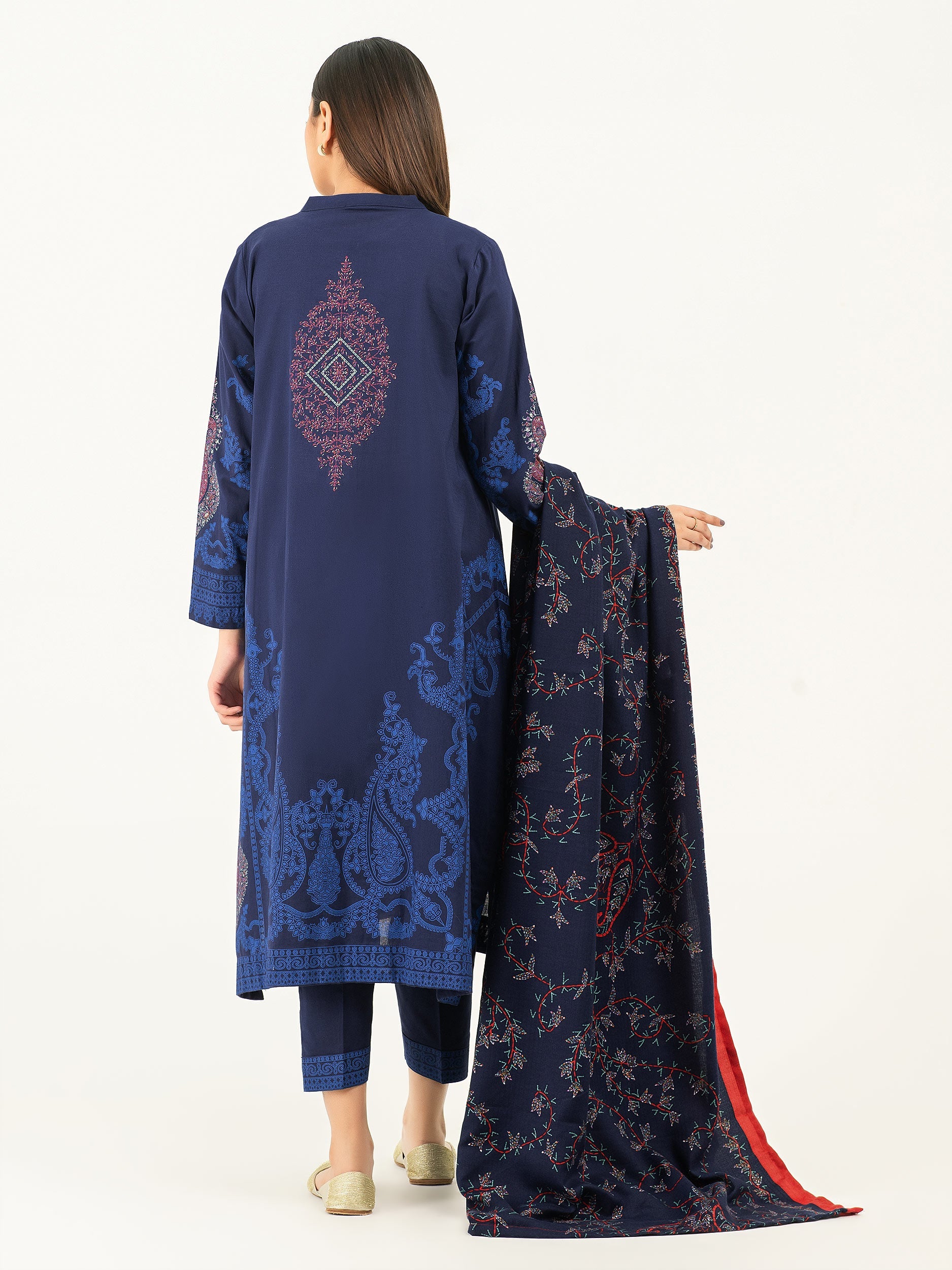 3 Piece Khaddar Suit-Pasted (Pret)