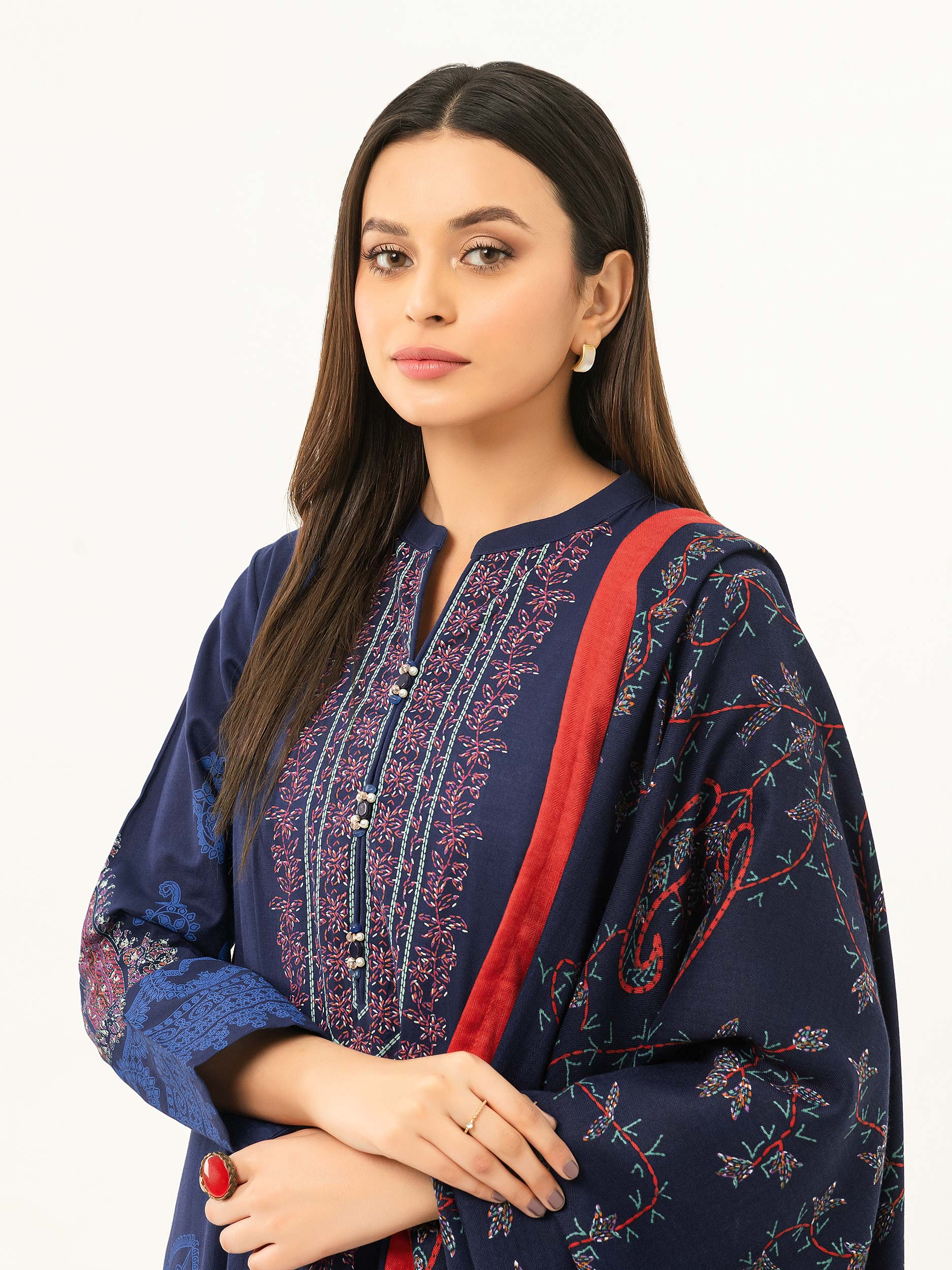 3 Piece Khaddar Suit-Pasted (Pret)
