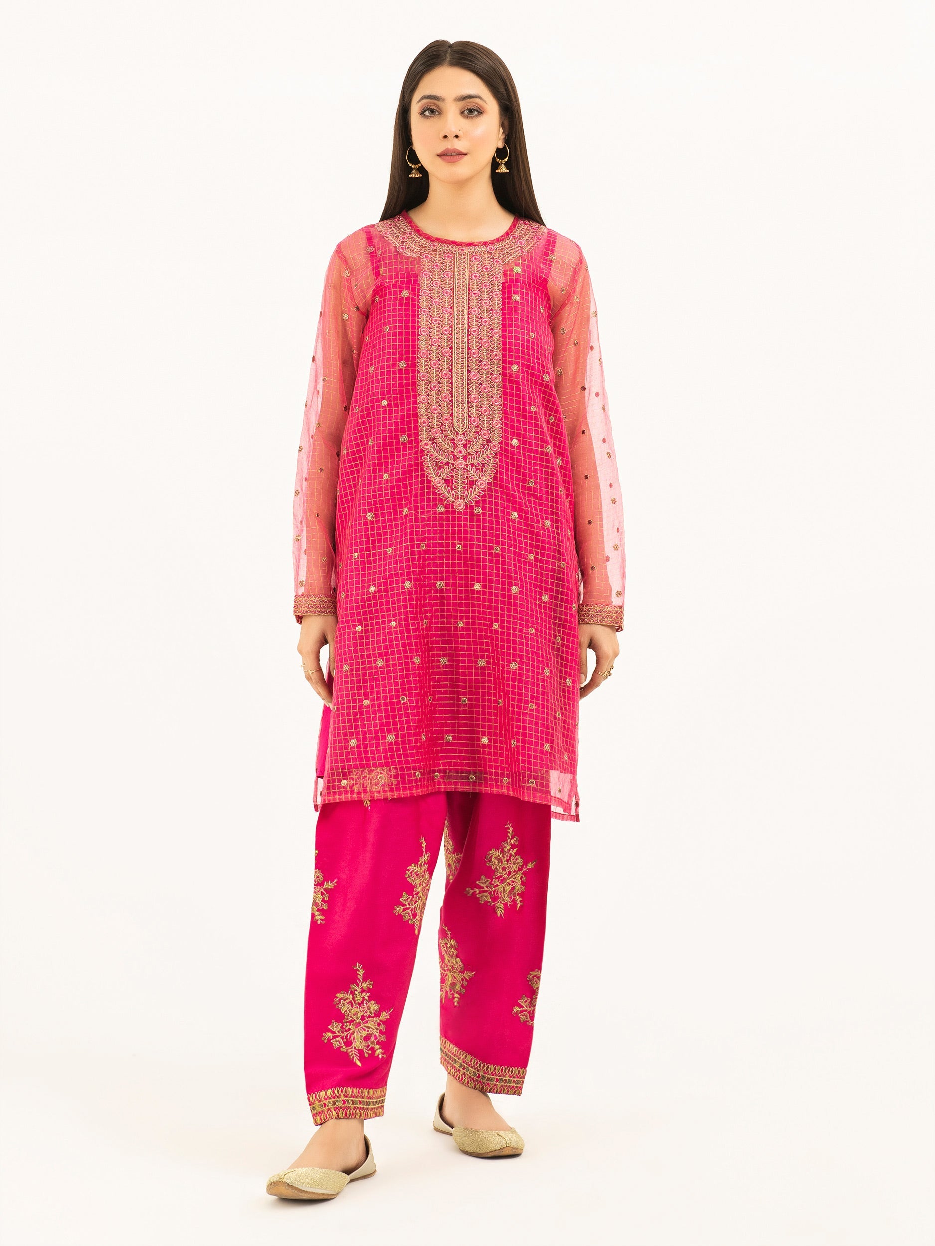 2 Piece Organza Suit-Embroidered (Pret)