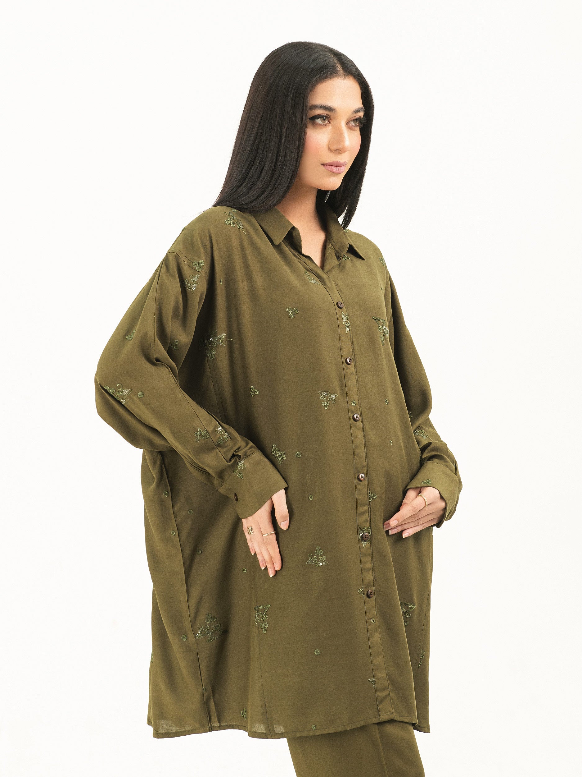 2 Piece Linen Suit -Embroidered (Pret)