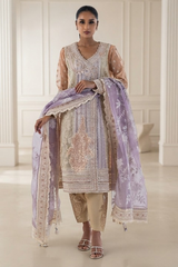 Stitched Angrakha Embroidered Shirt + Shalwar + Dupatta