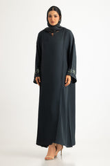 Georgette Embroidered abaya With Embroidered Scarf