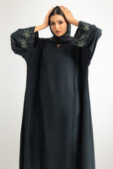 Georgette Embroidered abaya With Embroidered Scarf