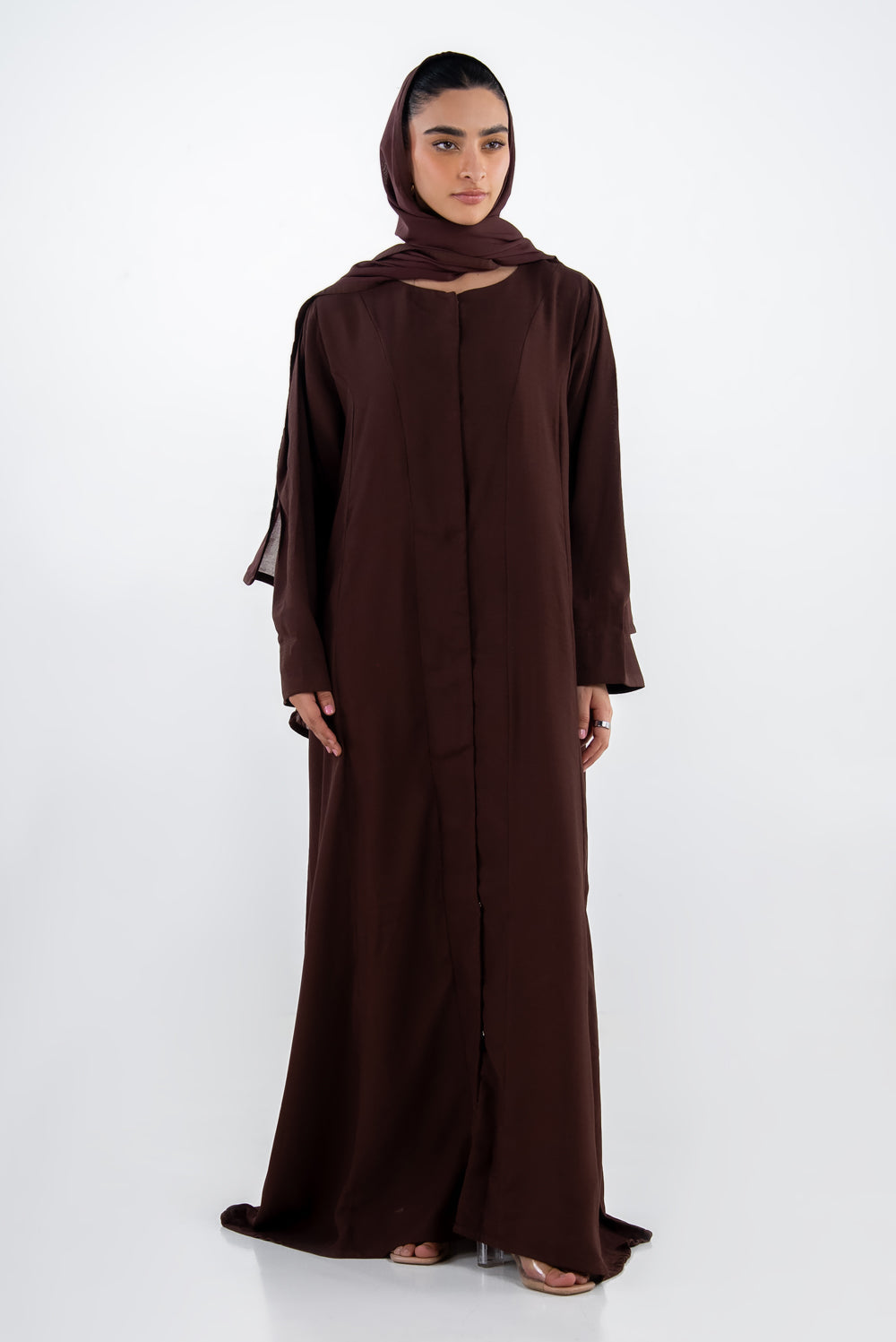 Georgette Slub Abaya With Scarf
