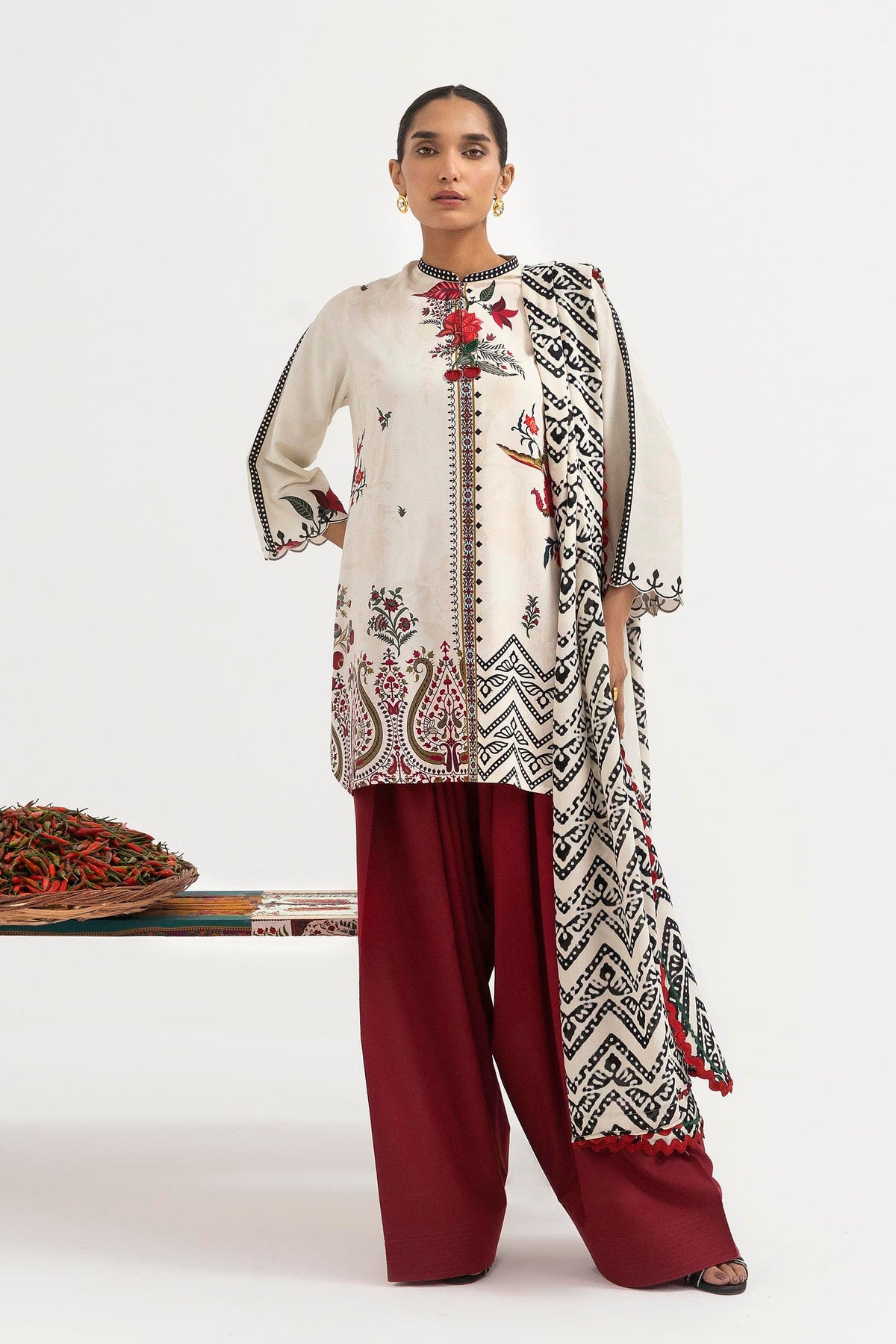 Stitched Printed Linen Suit