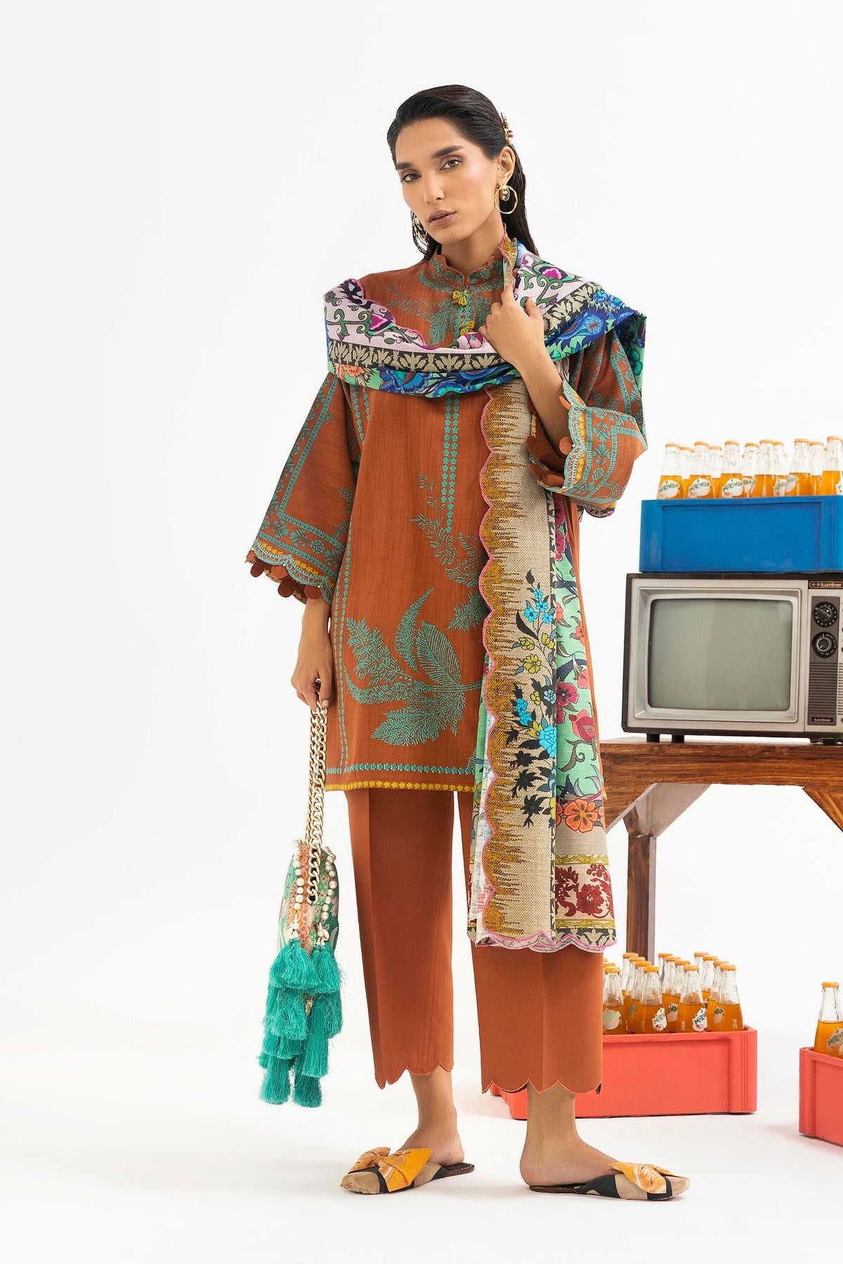 Stitched Printed Linen Suit