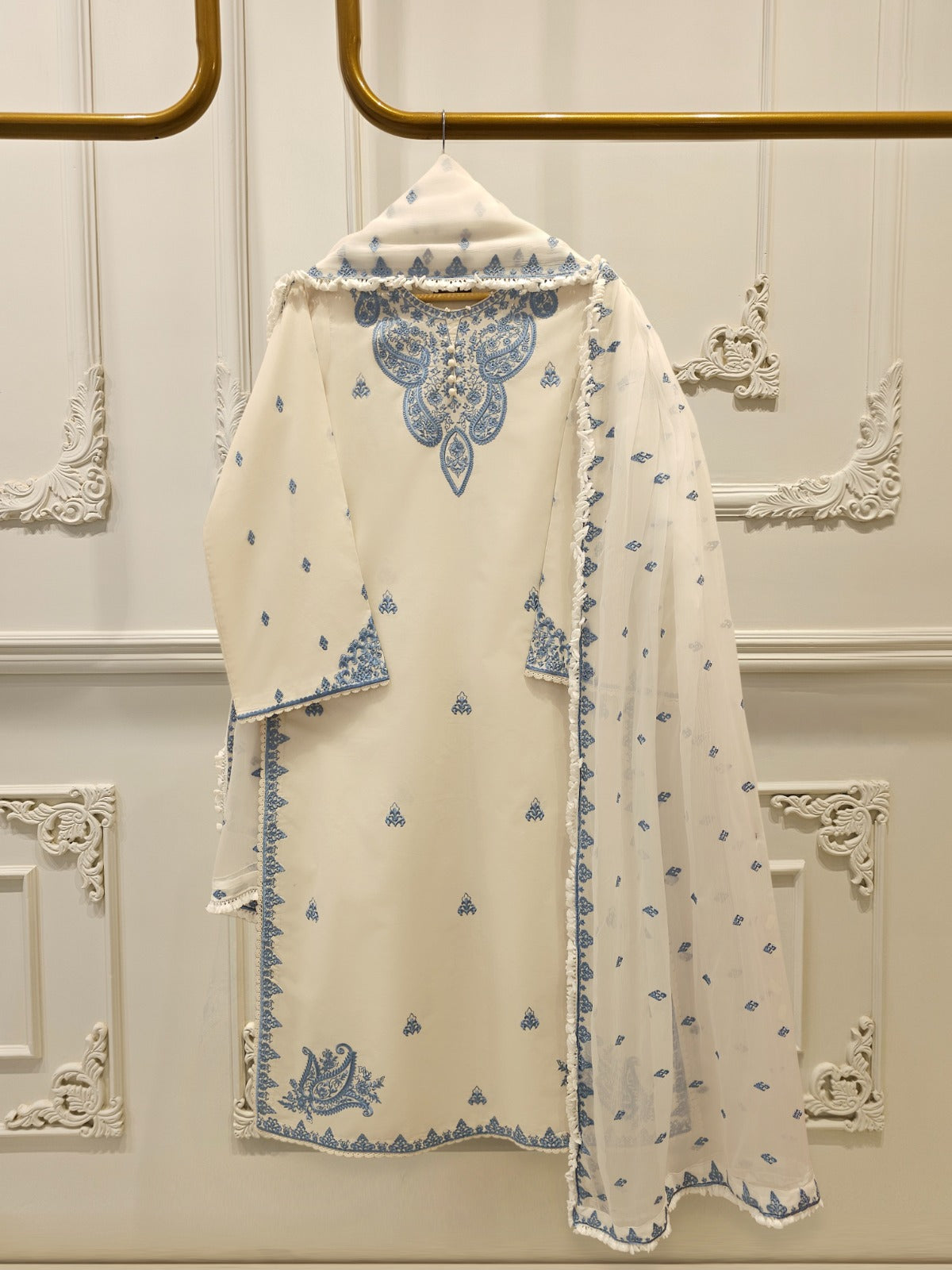 3 Piece - Embroidered Cambric Suit S113281