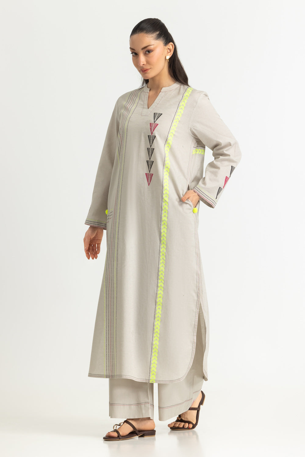 Jacquard Block Printed Shirt And Trouser