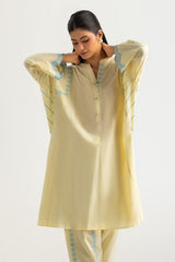 Jacquard Block Printed Shirt With Embroidered And  Block Printed Trouser