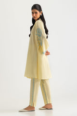 Jacquard Block Printed Shirt With Embroidered And  Block Printed Trouser
