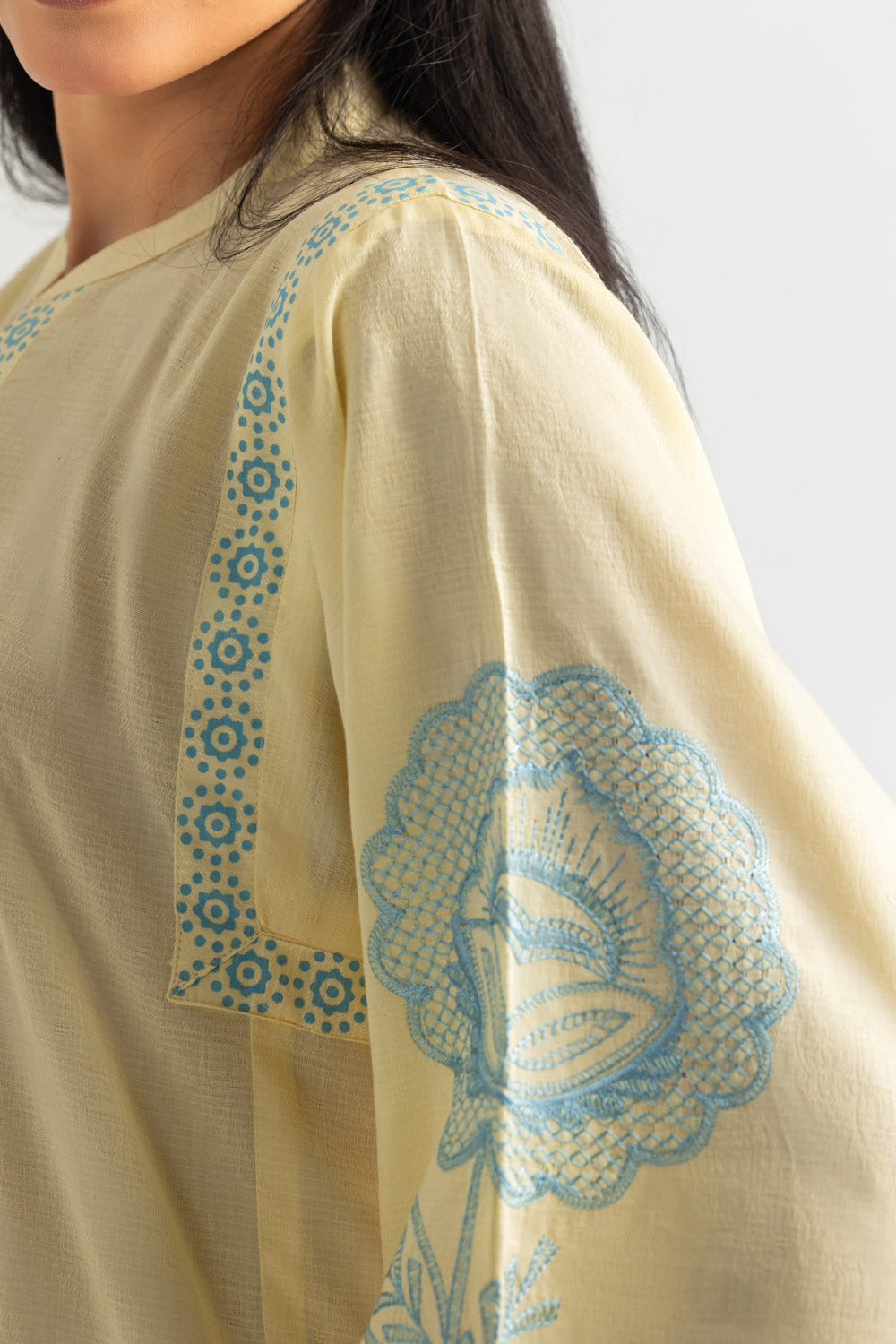 Jacquard Block Printed Shirt With Embroidered And  Block Printed Trouser