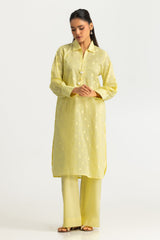 Jacquard Embellished Shirt And Dyed Trouser