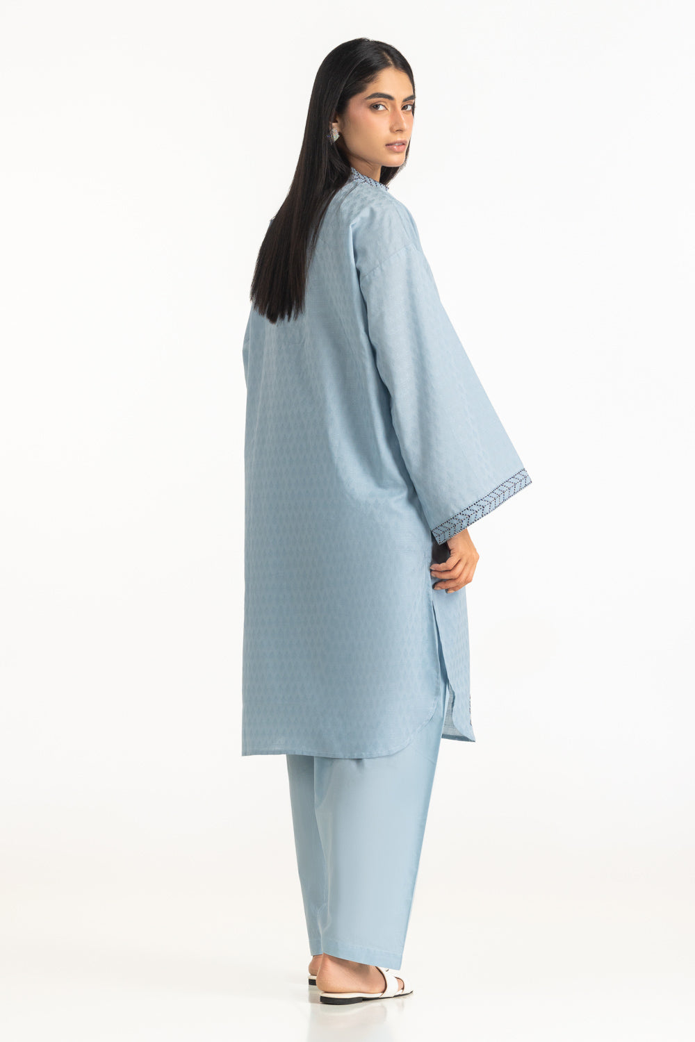 Jacquard Embroidered Shirt And Dyed Shalwar