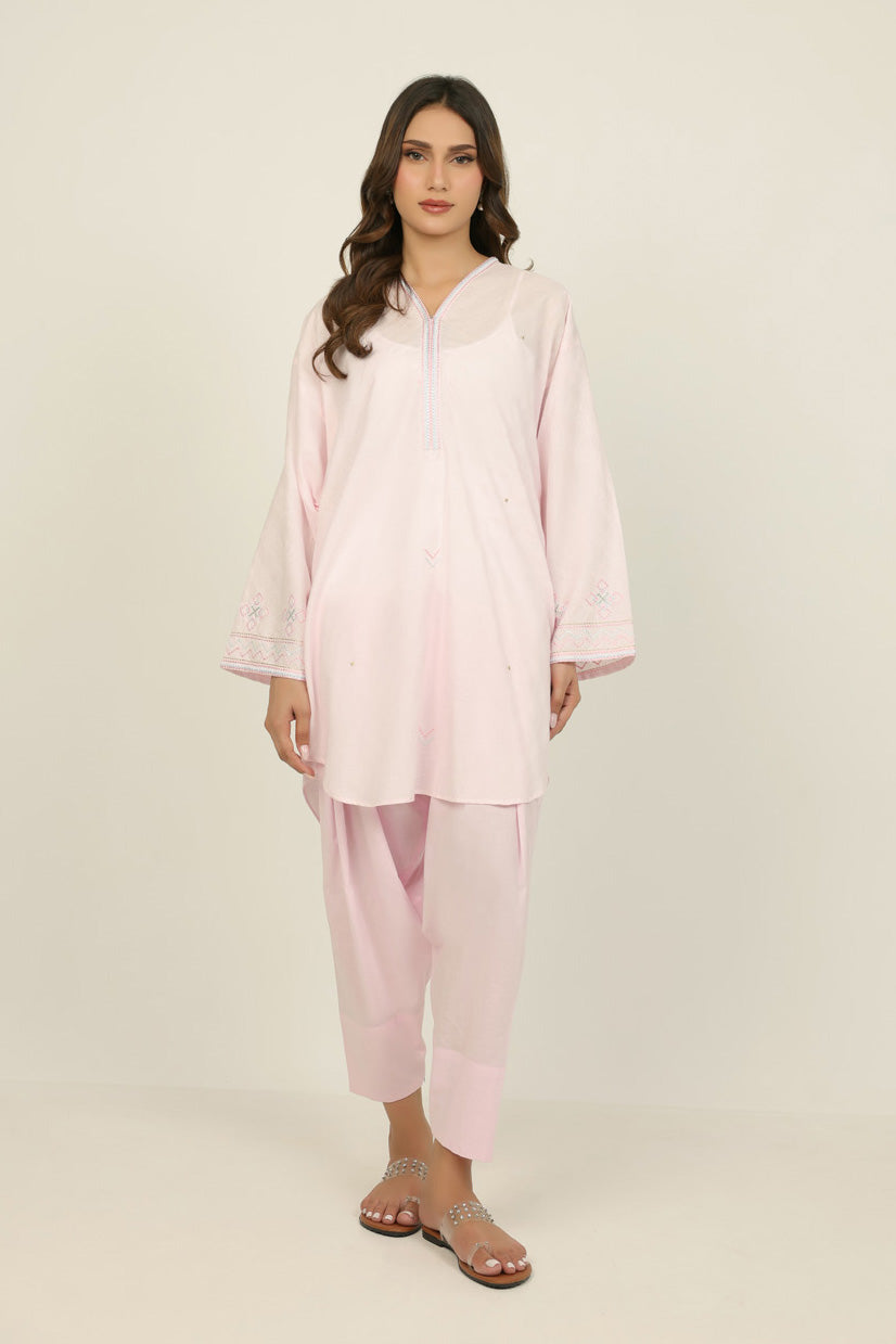 Jacquard Embroidered Shirt And Dyed Trouser